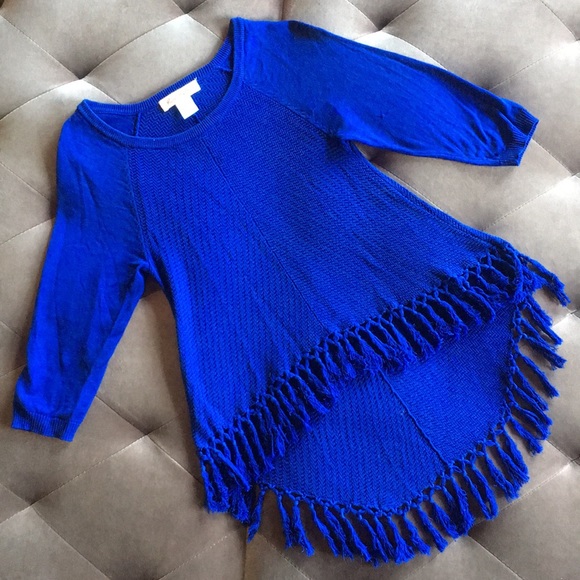 Mara Hoffman Sweaters - Mara Hoffman Blue Fringe Sweater